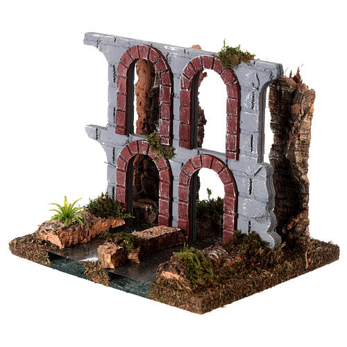 Trecho de rio com aqueduto em ruínas para presépio com figuras de 4-6 cm 2
