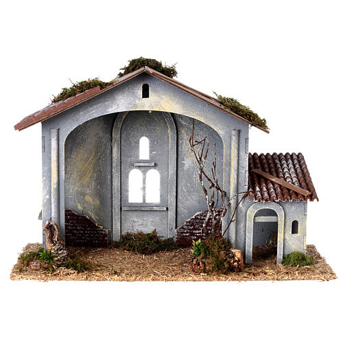 Nativity stable in 800-year style 30x40x20 cm for 10/12 cm Moranduzzo statues 4