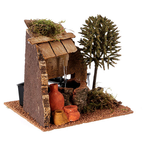 Fountain with vase and tree 8 cm nativity 3