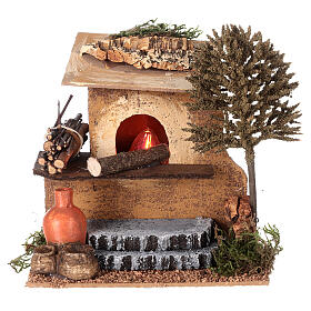 Oven with pietra serena steps for Nativity Scene of 10 cm 15x15x15 cm