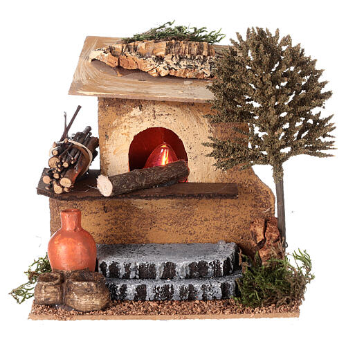 Oven with pietra serena steps for Nativity Scene of 10 cm 15x15x15 cm 1