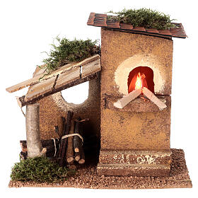 Small oven with hut 20x20x15 cm, 10 cm nativity scene