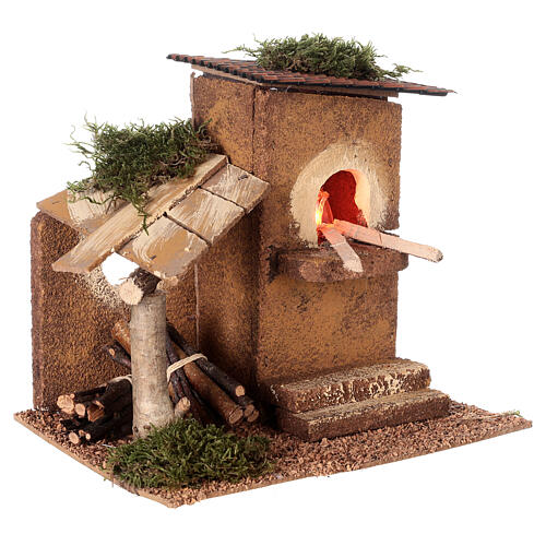 Small oven with hut 20x20x15 cm, 10 cm nativity scene 2