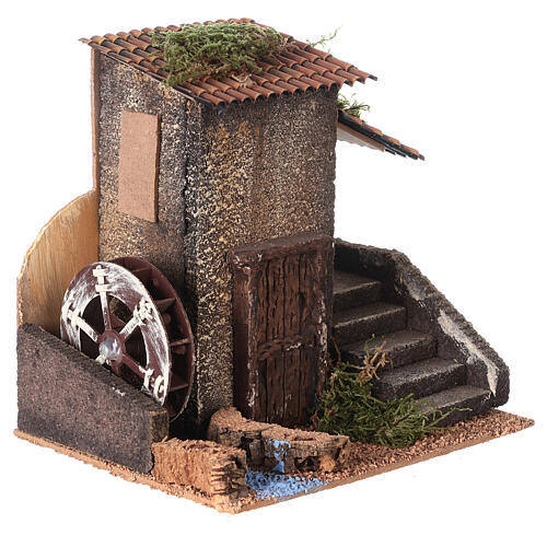 Wassermühle mit Motorantrieb, für 8 cm Krippe, 20x15x20 cm 3