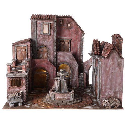 Square with electric fountain for Nativity Scene of 12 cm 55x70x60 cm 1