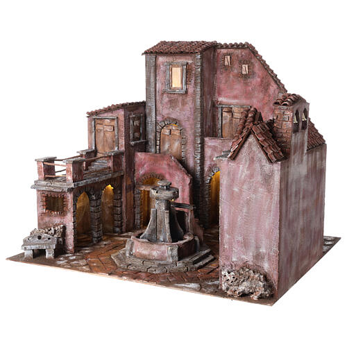 Square with electric fountain for Nativity Scene of 12 cm 55x70x60 cm 3