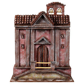 Église pour crèche 12 cm cloches 55x45x25 cm