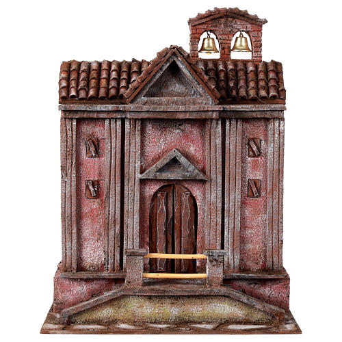 Église pour crèche 12 cm cloches 55x45x25 cm 1