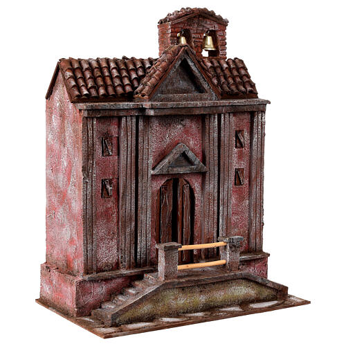 Église pour crèche 12 cm cloches 55x45x25 cm 4