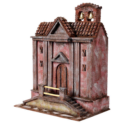 Chiesa per presepe 12 cm campane 55x45x25 3