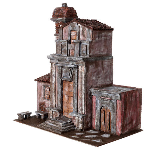 Chiesa per presepe rustico 12 cm 60x60x35 3