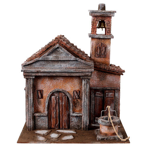 Church in Neapolitan rustic style for Nativity Scene with 12 cm characters 45x35x35 cm 1