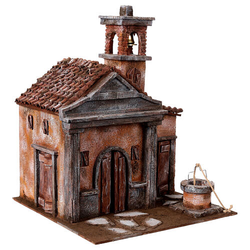 Church in Neapolitan rustic style for Nativity Scene with 12 cm characters 45x35x35 cm 5