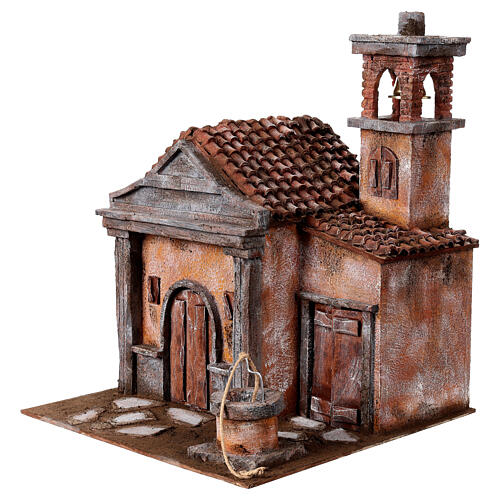 Igreja presépio com figuras de 12 cm estilo napolitano rústico 45x35x35 cm 3