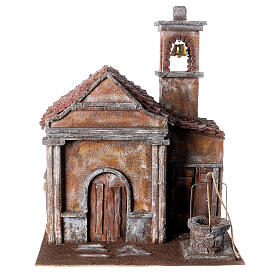 Church for rustic style Nativity Scene with 12 cm figurines 45x35x35 cm
