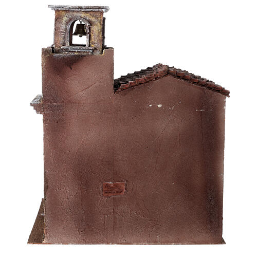 Church with bell tower for Nativity Scene with 12 cm characters 50x45x35 cm 5