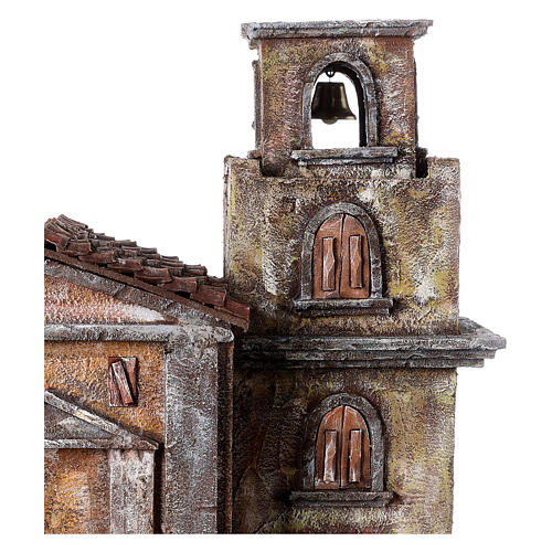 Igreja com torre sineira para presépio com figuras de 12 cm 50x45x35 cm 2