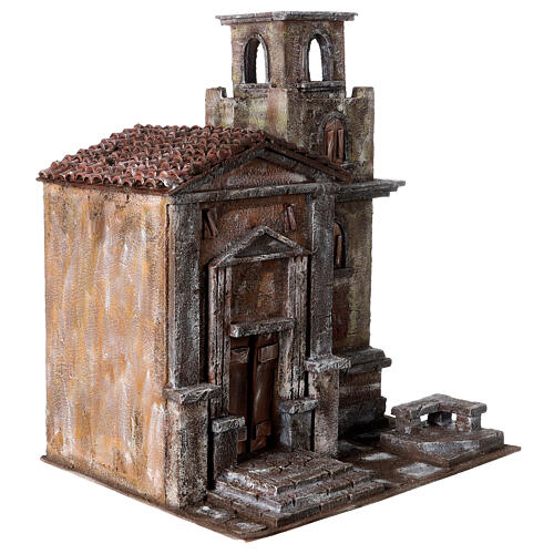 Igreja com torre sineira para presépio com figuras de 12 cm 50x45x35 cm 4