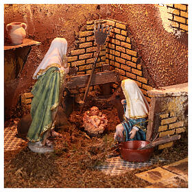 Stable with Holy Family and watermill 55x40x75 cm for Nativity Scene with 16 cm characters