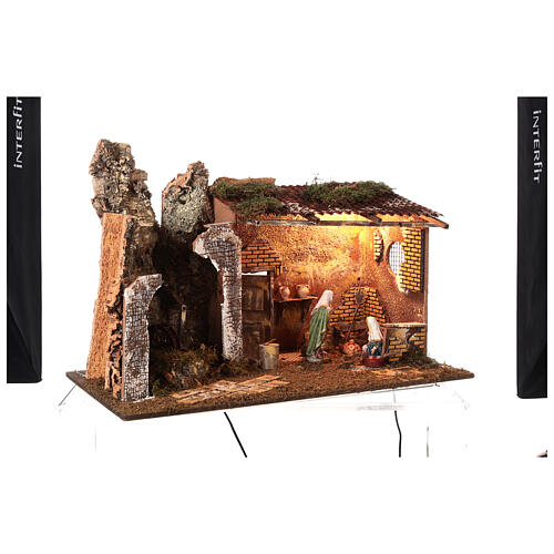Stable with Holy Family and watermill 55x40x75 cm for Nativity Scene with 16 cm characters 5