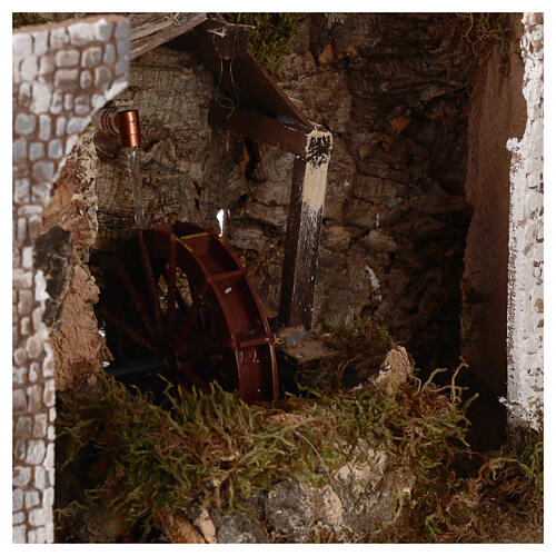 Capanna con Natività 16 cm pompa mulino 55x40x75 cm 6