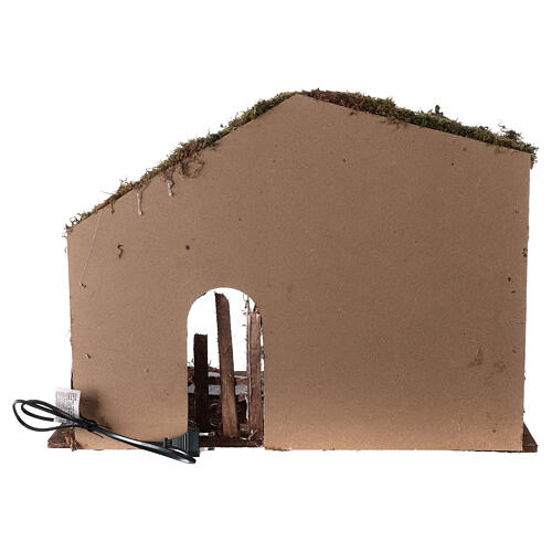 Stable with haystack and lights 45x60x35 cm for Nativity Scene with 12 cm characters 5