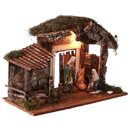 Cabaña con Natividad bomba molino 35x50x25 cm belén 16 cm 4