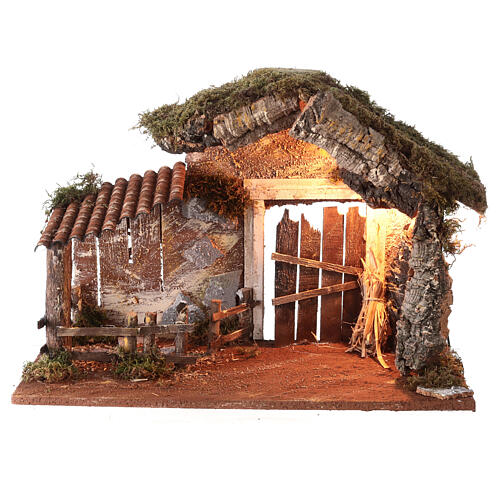 Cabaña con Natividad bomba molino 35x50x25 cm belén 16 cm 6