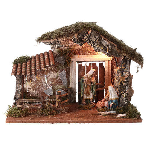 Cabane avec Nativité 35x50x25 cm crèche de 16 cm 1