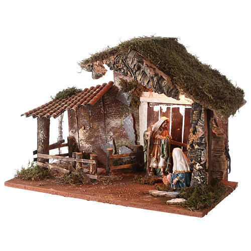 Cabana com Natividade e cerca 35x50x25 cm para presépio com figuras de 16 cm 3