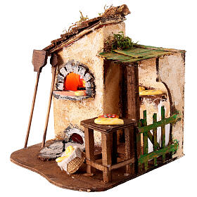 Illuminated bakery oven for Neapolitan Nativity Scene with 8 cm characters 15x15x10 cm