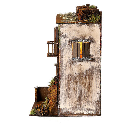 Casa rústica estilo '700 com lagar de vinho e luzes para presépio napolitano figuras altura média 8 cm; 40x25x25 cm 5