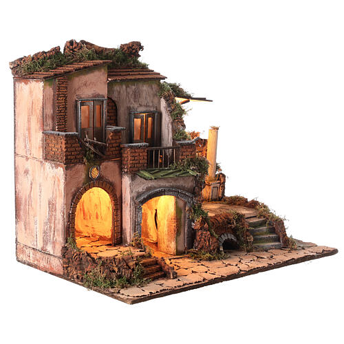 Maisons style XVIIIe siècle avec colonne pour crèche napolitaine 8-10 cm 45x60x40 cm 4