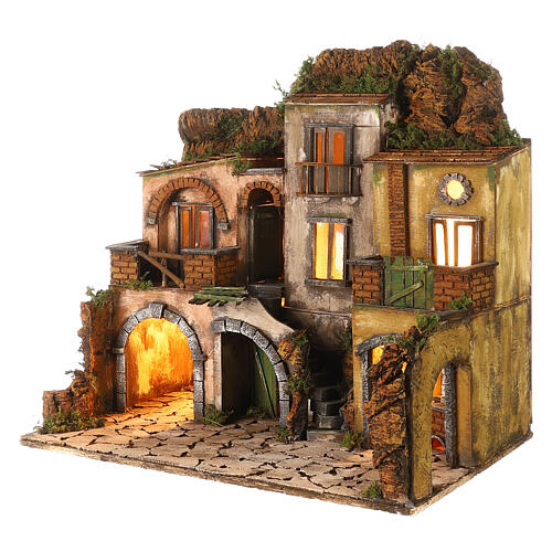 Szopka w stylu XVIII wieku z kuchnią, do figurek neapolitańskich 10–12 cm, wymiary 52×59×40 cm 2