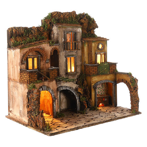 Szopka w stylu XVIII wieku z kuchnią, do figurek neapolitańskich 10–12 cm, wymiary 52×59×40 cm 3