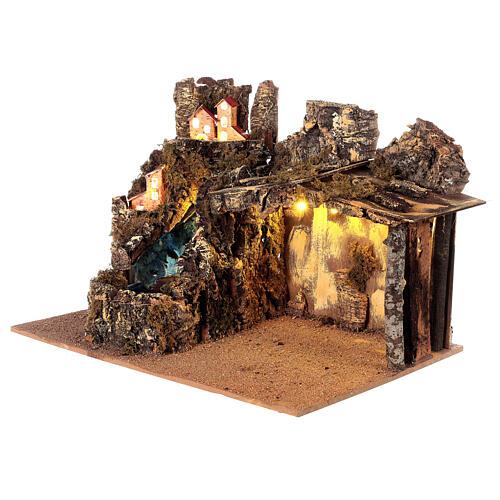 Schuppen mit animiertem Wasserfall für neapolitanische Krippe 8-10 cm, 30x45x30 cm 3