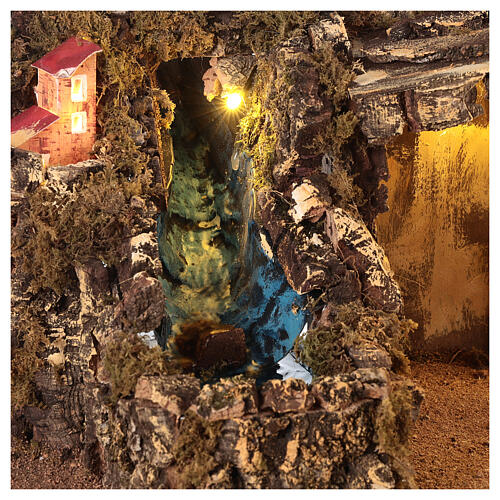 Capanna con cascata animata per presepe napoletano 8-10 cm 30X45X30 cm 2