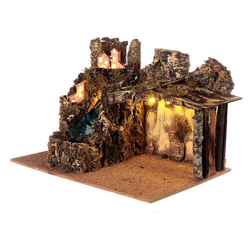 Capanna con cascata animata per presepe napoletano 8-10 cm 30X45X30 cm 3