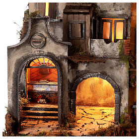 Krippenszenerie, Häuserfassaden mit Rundbögen – neapolitanischer Stil des 18 Jahrhunderts, geeignet für 10–12 cm Krippe