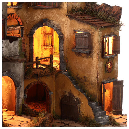 Krippenszenerie, Häuserfassaden mit Rundbögen – neapolitanischer Stil des 18 Jahrhunderts, geeignet für 10–12 cm Krippe 5