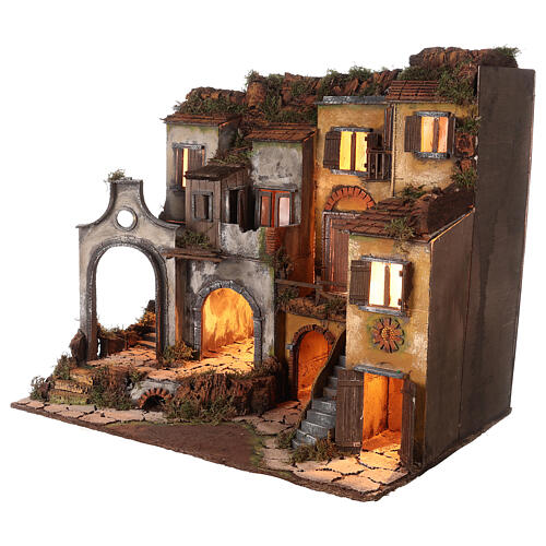 Village crèche style XVIIIe siècle avec arc pour crèche napolitaine 10-12 cm 60x70x50 cm 3