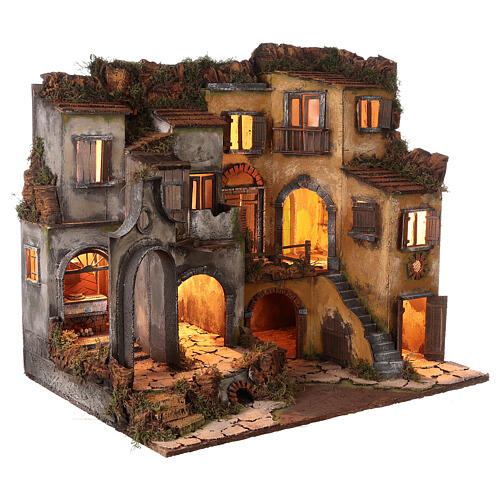 Village crèche style XVIIIe siècle avec arc pour crèche napolitaine 10-12 cm 60x70x50 cm 4