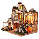 18th century style village with double stairs and brook for Neapolitan Nativity Scene with 8 cm figurines 60x60x45 cm s3