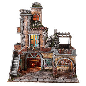 Presepe stile 700 pergolato e terrazzo presepe napoletano 10-12 cm 70x60x50 cm