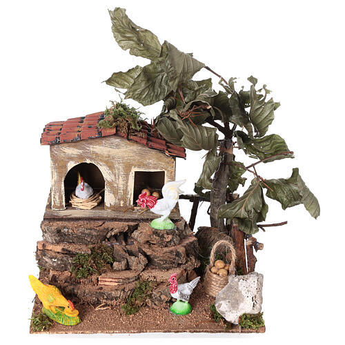 Scena pollaio per presepe napoletano 6-8 cm 20X15X15 cm 1