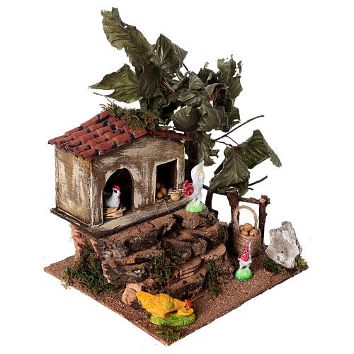 Scena pollaio per presepe napoletano 6-8 cm 20X15X15 cm 2