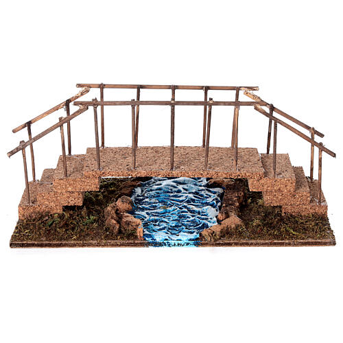 Wood bridge on a brook for Neapolitan Nativity Scene with 6-8 cm characters 10x20x10 cm 1