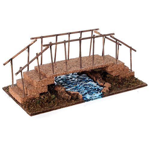 Wood bridge on a brook for Neapolitan Nativity Scene with 6-8 cm characters 10x20x10 cm 3