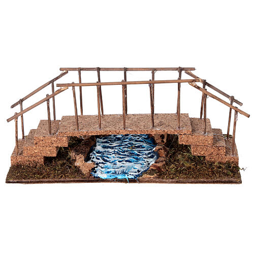 Wood bridge on a brook for Neapolitan Nativity Scene with 6-8 cm characters 10x20x10 cm 4