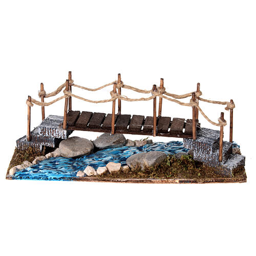 Ponte in sughero con ruscello presepe napoletano da 6-8 cm 10x20x10 cm 4